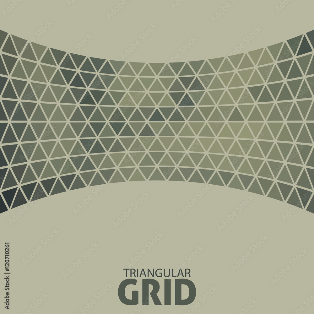 Poster Greenish-gray background with a curved line by triangles. Vector pattern