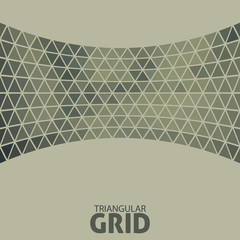 Greenish-gray background with a curved line by triangles. Vector pattern