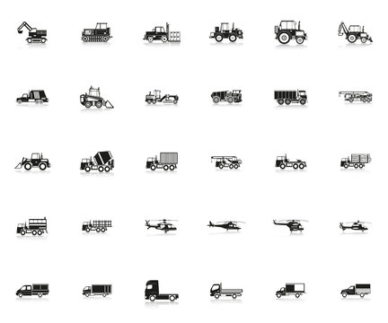 Set of vector icons on the theme of transport.