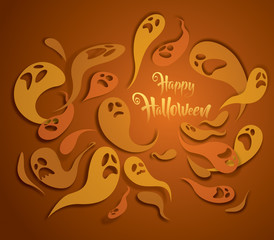 Happy Halloween. Spooky ghost greeting card.
