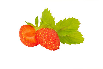 Strawberry with leaves