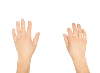 Fototapeta premium Male hands on white background