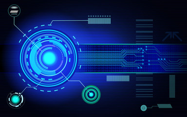 Obraz premium High technology printed circuit board with glowing LED lights