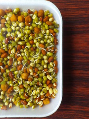 Sprouted lentils and black chickpeas