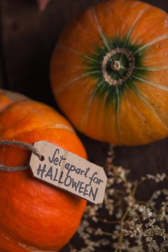 Big Pumpkins with a Message in a Label