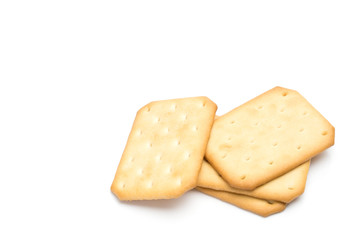 Crackers stacked isolated over white background