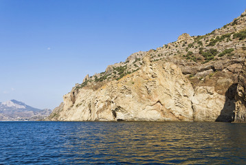 Rocky shore of the Black sea.Reserve Kara-Dag.Crimea.
