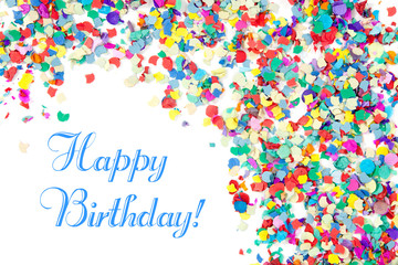 Hintergrund mit Konfetti-Happy Birthday!