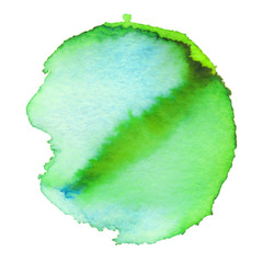 Colorful abstract watercolor circle with splashes and spatters.