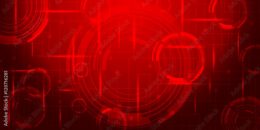 Poster red background abstract with lighting lines digital concept