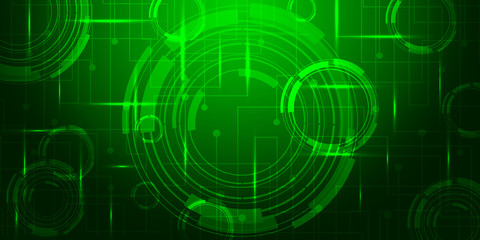 Green Background abstract with lighting lines digital concept