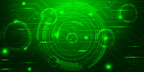 Obraz premium Green Background abstract with lighting lines digital concept