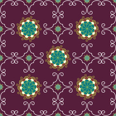 Seamless Floral Pattern, National Ornament, Tiled Floor and Wall