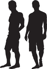 Silhouettes of two young guys