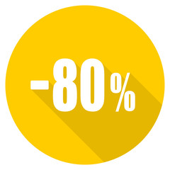 80 percent sale retail flat design yellow web icon