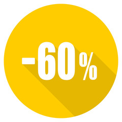 60 percent sale retail flat design yellow web icon