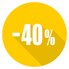 40 percent sale retail flat design yellow web icon