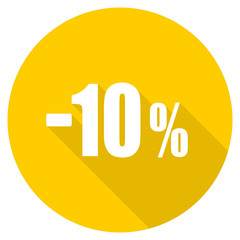 10 percent sale retail flat design yellow web icon