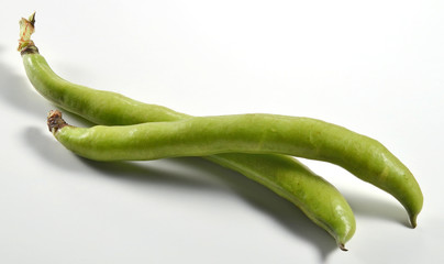 Two broad bean pods