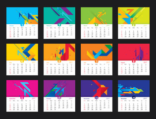 Vector geometric and modern calendar 2017 year design. Illustration