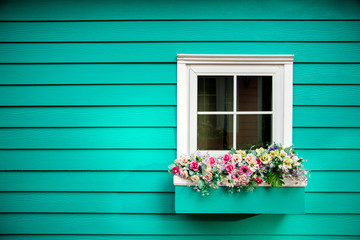 One window of wooden house