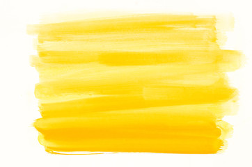 yellow watercolor texture painted on white paper background - 120719231