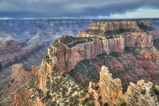 Afternoon thunder shower, from Cape Royal Point, North Rim, Grand Canyon National Park, Arizona
