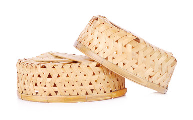 Empty Bamboo Basket on white background