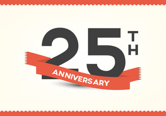 25th anniversary decorated greeting card template.