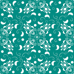 Seamless turquoise background with a pattern of curls