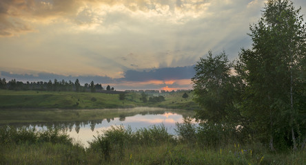 Summer landscape.River Krasivaya in Tula region,Russia.