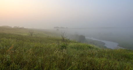 Summer landscape.River Upa in Tula region,Russia.