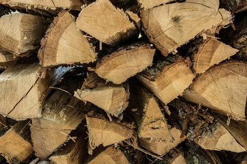 Background or texture - Stack of firewood.