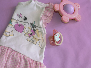 Set for newborn, bodysuit ,toy rattle and pacifier orthodontic.