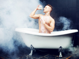 man taking a bath