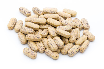 Alternative Medicine. Vitamin capsules. Homeopathic supplement.