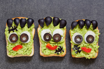 Halloween green monster sandwich