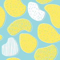 Cute colorful seamless pattern with odd shapes in scandinavian style