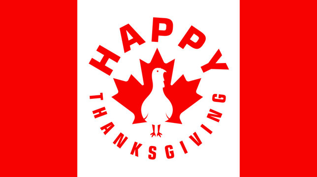 Happy thanksgiving day vector icon on canadian flag for web and print