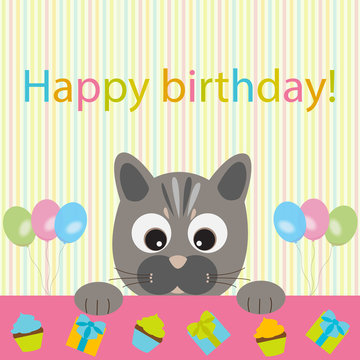 Vector greeting card on the theme of the birthday celebration.