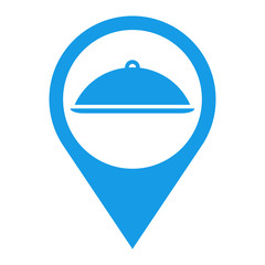 Icono plano localizacion bandeja con tapa azul