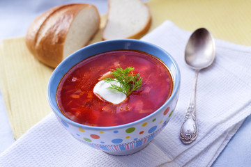 Borsch - traditional Ukrainian beetroot and cabbage soup