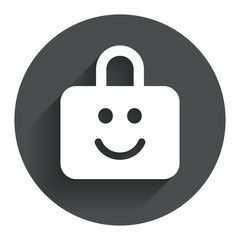 Child lock icon. Locker with smile symbol.