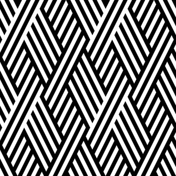 Vector seamless texture. Modern abstract background. Monochrome repeating pattern with intertwining strips.