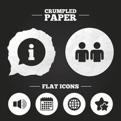 Information sign and group. Communication icons.