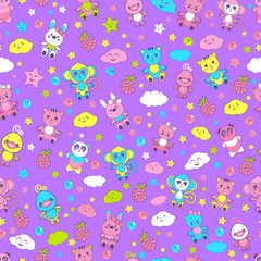 Vector pattern. abstract, Smooth lines, many, Abstract Background . seamless pattern, Flat Style, vector, flower, kawaii, cute animals, cartoon
