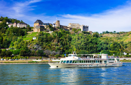 Romantic river cruises over Rhein with famous medieval castles.