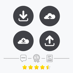 Download now signs. Upload from cloud icon.