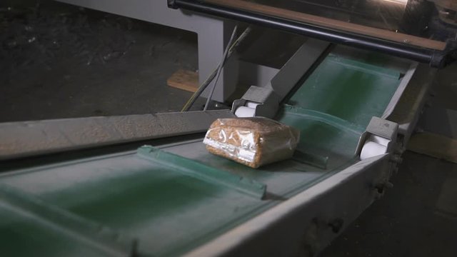 oatmeal cereal is packaged in bags at the factory.