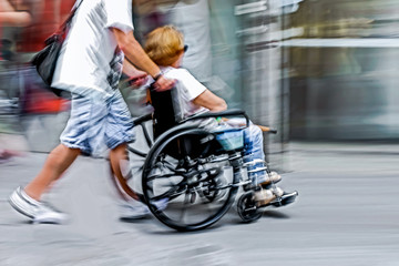 Fototapeta na wymiar disabled on a city street